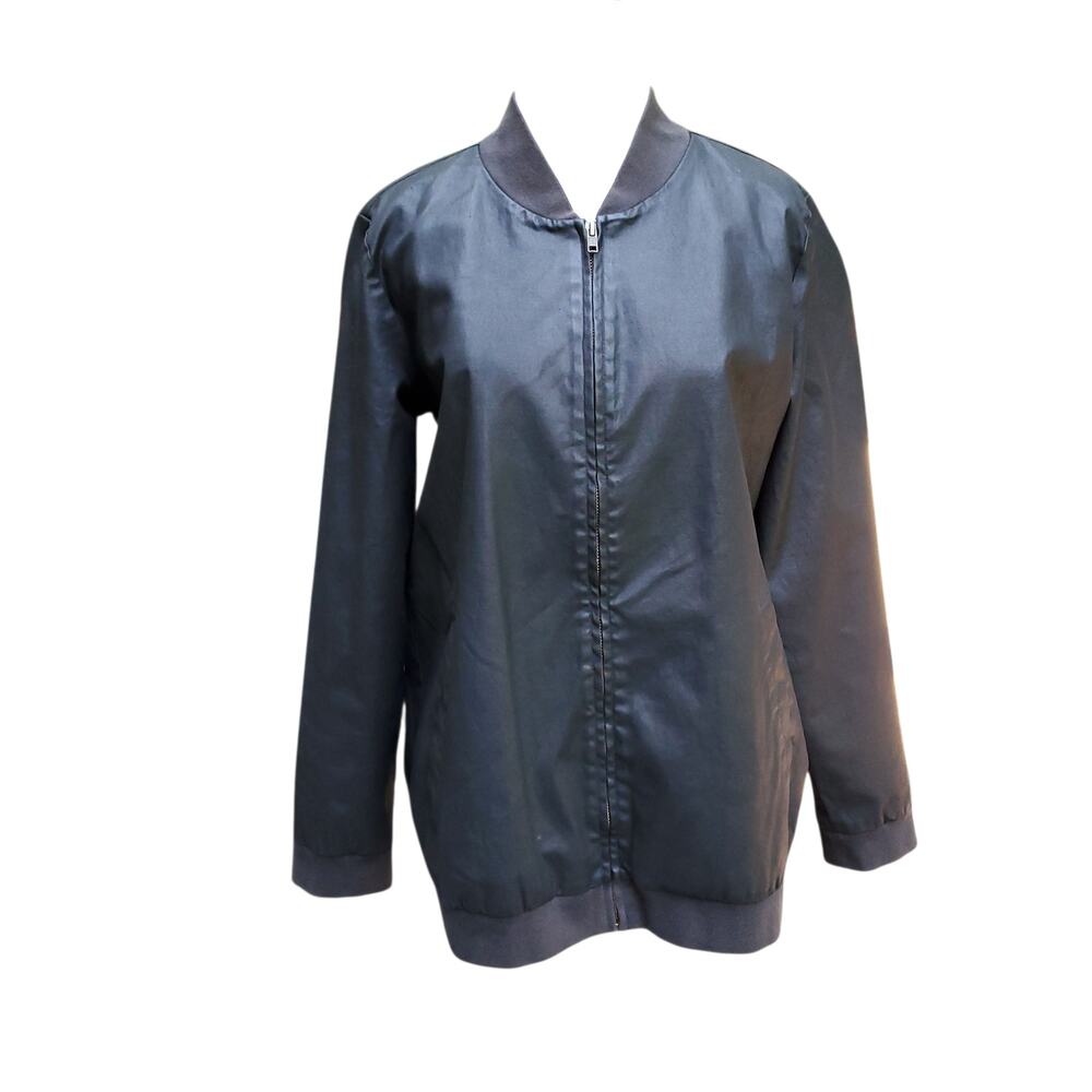 Eileen Fisher Black Organic Cotton Jacket Full Zip Front Two Pockets Size S